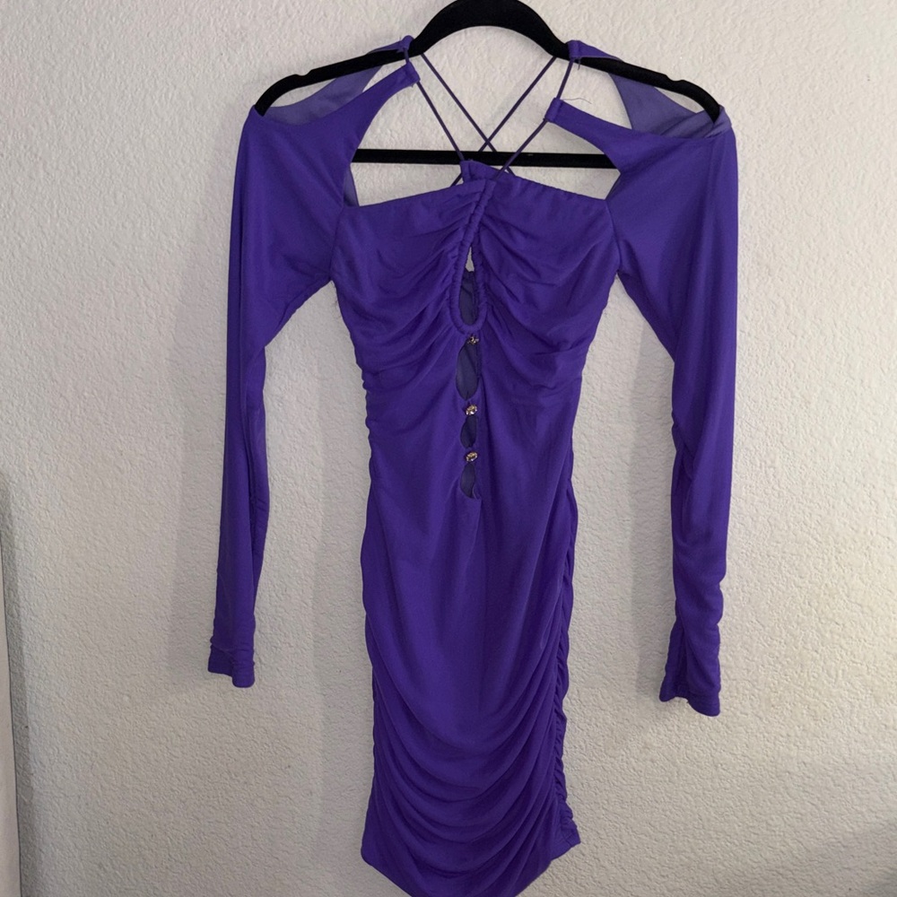 SHEIN Vibrant Purple Long Sleeve Dress